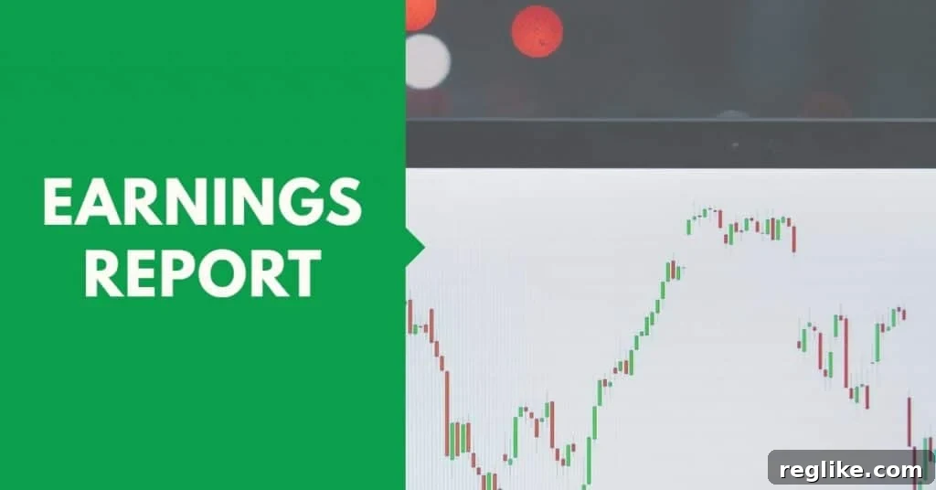 Picture of stock chart with the words earnings report
