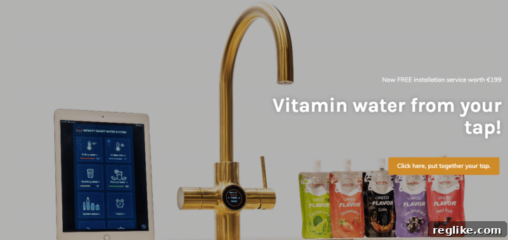 Image of a faucet with vitamin water