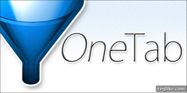 OneTab browser plugin logo: A funnel and the word 'OneTab'