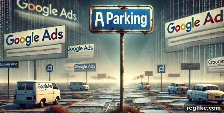 Google's Latest Move Deals a Blow to Domain Parking 2 Image depicting a desolate parking lot with old cars and tumbleweeds, symbolizing the state of domain parking revenue.