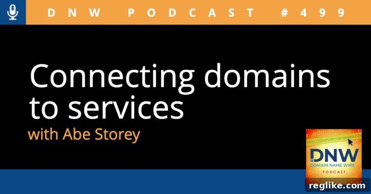 Unlocking Your Site Linking Domains to Services DNW Podcast 499 2 The words "connecting domains to services with Abe Storey" on a black background, representing the seamless integration Entri provides.