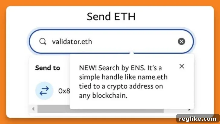 Human-Readable Crypto: Venmo and PayPal Add ENS Support 2 Imager of Venmo/PayPal screen for sending ETH using an Ethereum Name Service Address.