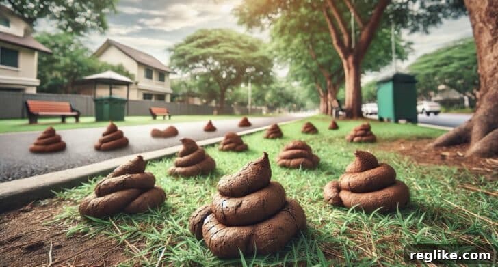 Poop Scooping Company's Stinky Domain Hijack Attempt 2 Piles of dog poop on a median, illustrating the nature of the business involved in the domain dispute.