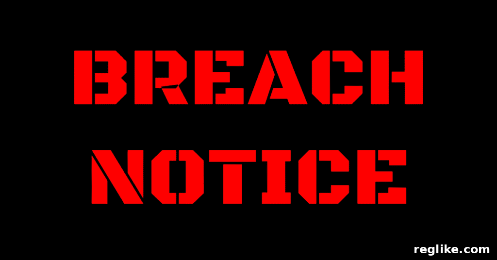 The words "Breach Notice" in red block letters on black background