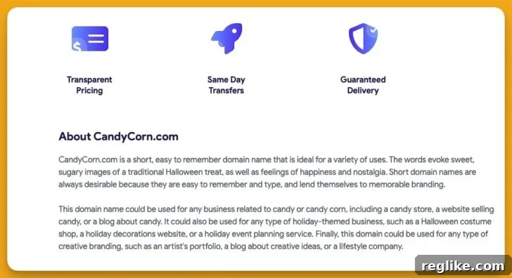 Example AI-created description on candycorn.com