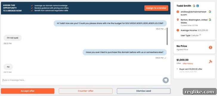 That First Sale Feeling: My Saw.com Experience 2 Example saw.com brokerage page showing a unique chat window for prospective buyers to provide additional information.