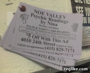 Flyer for a psychic with an illegible or obscure web address