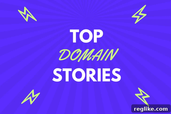January Domain Name Highlights 2 A dynamic graphic featuring "Top Domain Stories" text, representing key developments in the domain name industry.