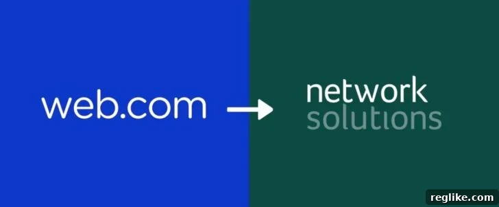 Newfold Phasing Out Web.com Brand, Accounts to Migrate to Network Solutions 2 Web.com logo pointing to Network Solutions logo