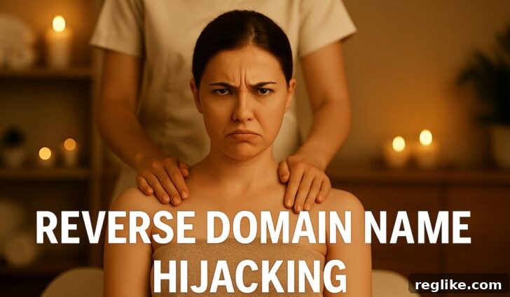 Illustration depicting a person looking frustrated with text "RDNH Massage", symbolizing a misguided UDRP complaint.