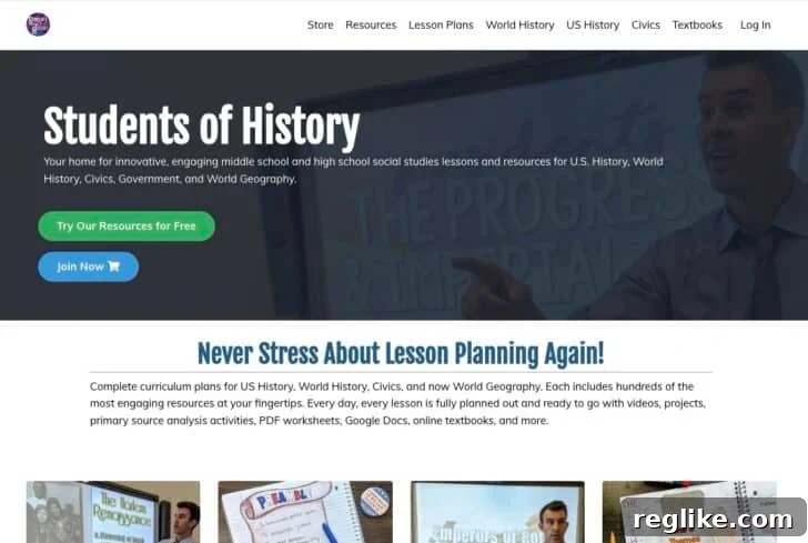 Migrating Your Domain: A .com Upgrade 2 StudentsOfHistory.com Homepage