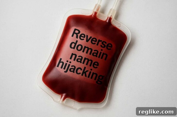 Blood Donation Startup's Domain Grab Dubbed Reverse Hijacking Attempt 2 Bag of blood with words "reverse domain name hijacking"