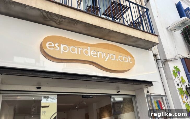 Spain: Sights and Sites 4 Front of a shoe store with espardenya.cat on the sign.