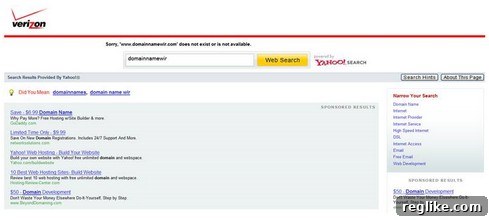 Corporate Domain Hijackers: Unmasking America's Biggest Companies 2 Verizon Error Page for DomainNameWir.com