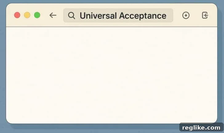 Universal Acceptance written in address bar of web browser