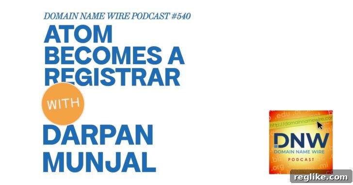 Atom CEO Darpan Munjal discussing the company's new role as an ICANN domain registrar and the growth of .AI domains.