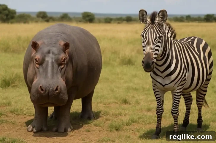 The Digital Menagerie Analyzing Animal Domain Names 2 A hippo and a zebra standing side by side