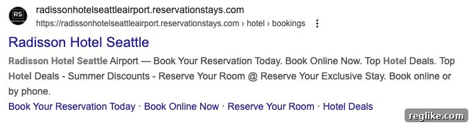 States Combat Misleading Domain Names 3 An ad for a hotel reseller with the hotel name in the subdomain, illustrating similar deceptive practices in the travel industry