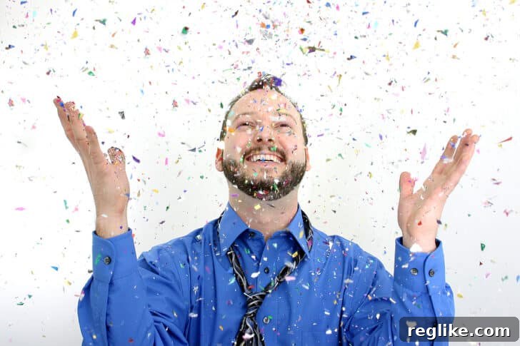 Sedo's Stellar H1 2025 The Google Factor 2 A man throwing confetti, symbolizing celebration and strategic success for Sedo in the evolving domain monetization industry.