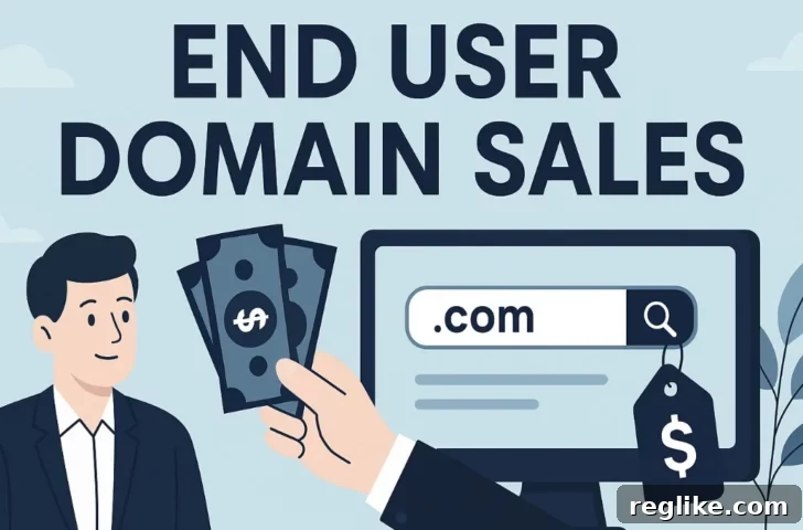 Graphic illustrating strategic end-user domain sales and digital assets