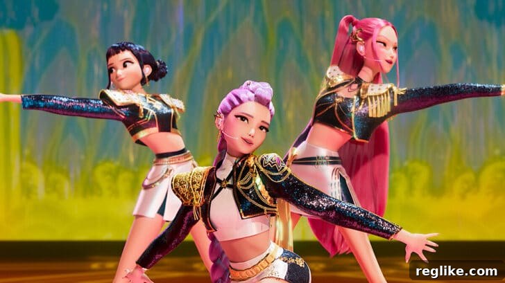 Netflix Scores K-Pop Demon Hunters Domain 2 Kpop Demon Hunters still image of three singers