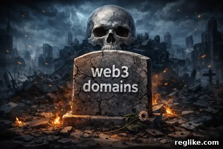 Tombstone with "web3 domains" on it