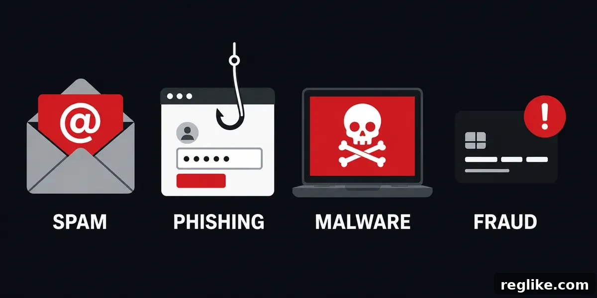 Spam, phishing, malware, fraud icons