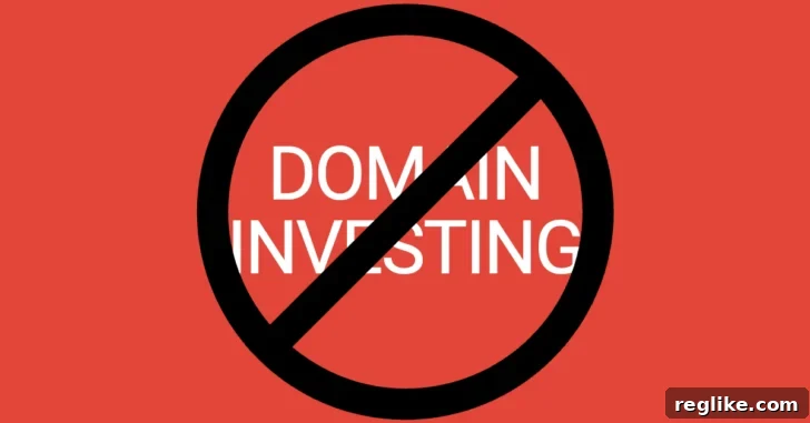 The words domain investing crossed out