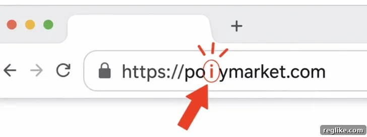 Browser URL bar of typo domain of polymarket