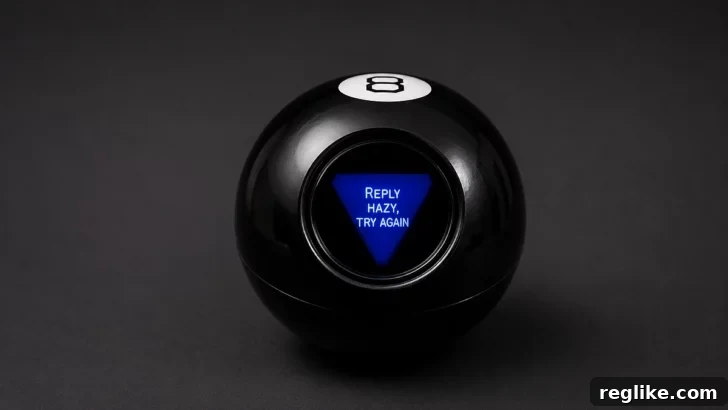 Magic 8 ball with response Reply Hazy, Try Again
